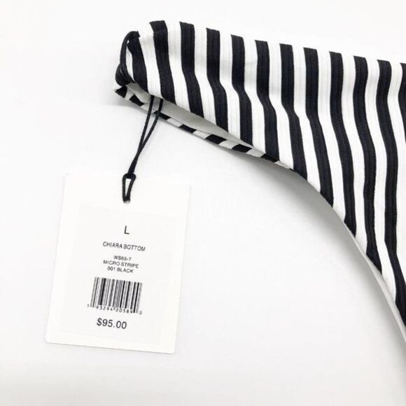 ONIA Chiara Black White Mini Stripe Bikini Bottom  - Picture 7 of 9